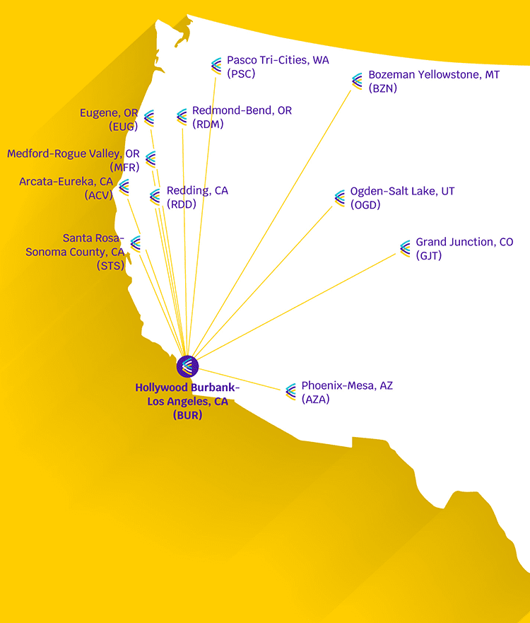Avelo Route Map West Coast