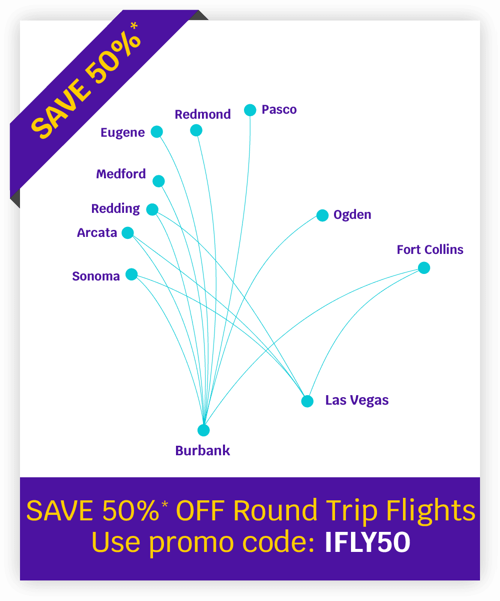 Save 50% OFF Round Trip Flights* Use promo code IFLY50