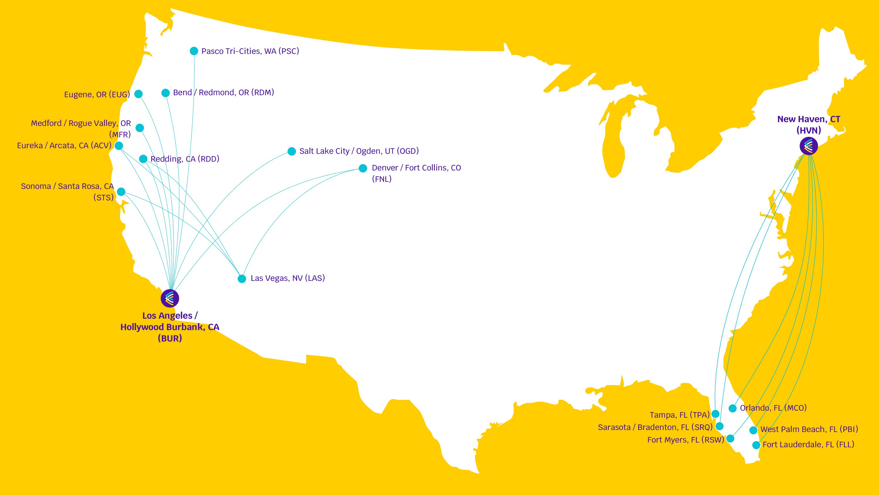 Avelo Route Map
