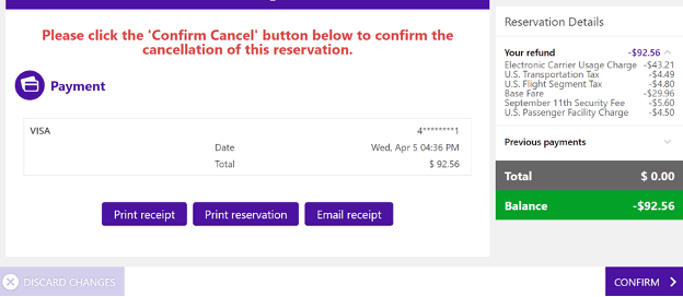 Cancel reservation confirm cancel