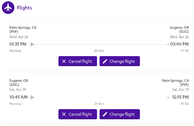 Change or cancel a flight segment