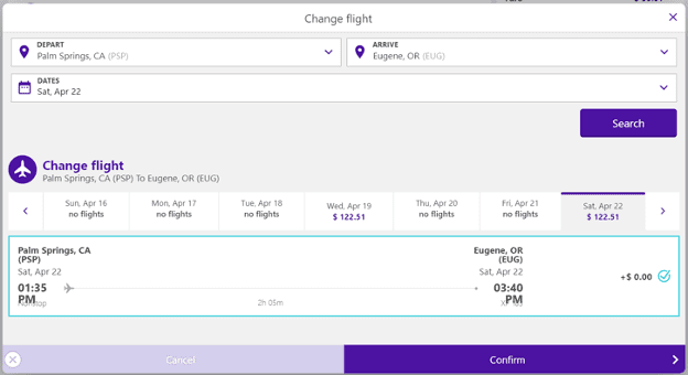 Change or cancel a flight segment - confirm