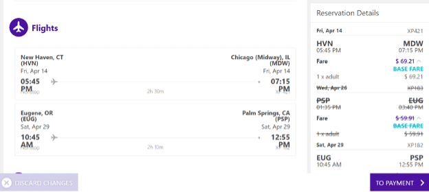 Change or cancel flight segment - payment
