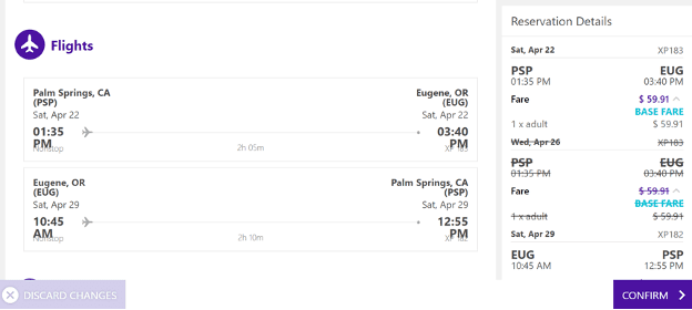 Change or cancel flight segment - payment