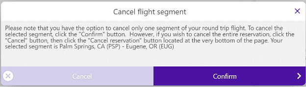 Change or cancel a flight segment - cancel flight segment