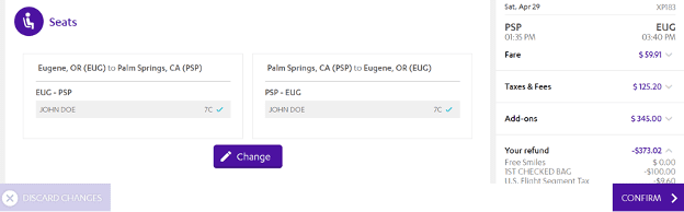 Seat selection - confirm