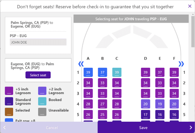 Seat selection - map
