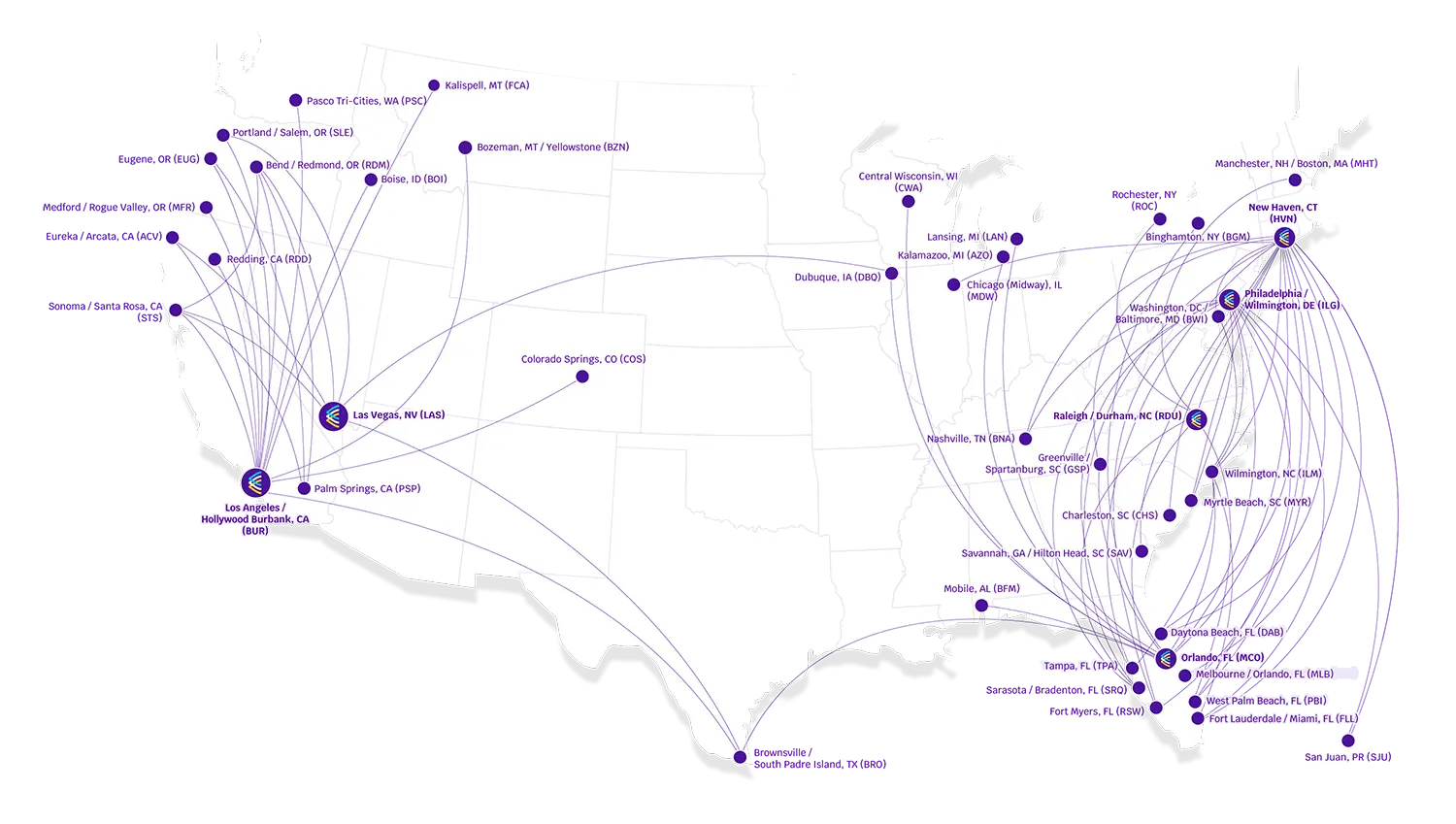 Avelo Route Map