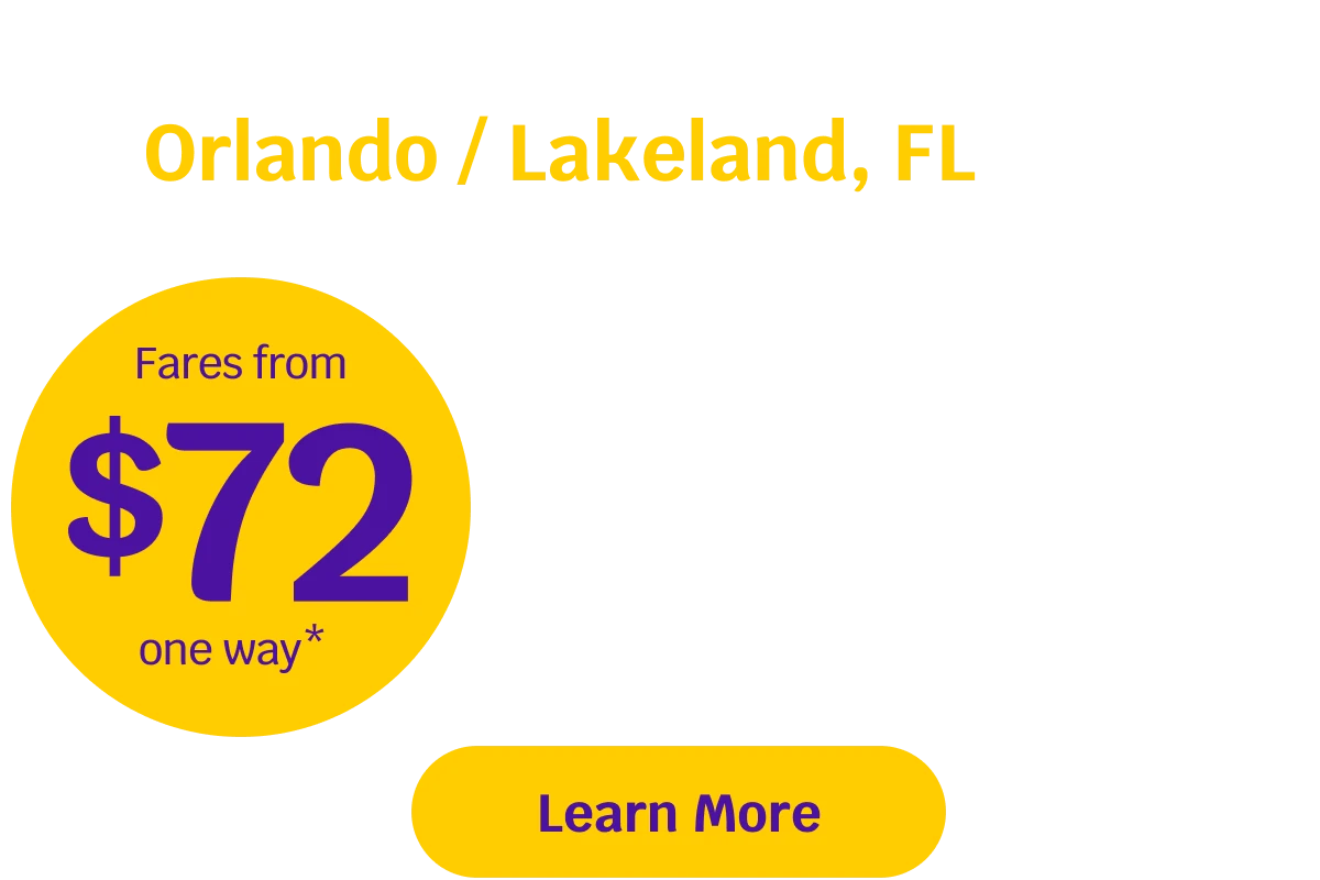 Announcing flights to Orlando / Lakeland, FL from New Haven, CT. Fares from $72 one way*