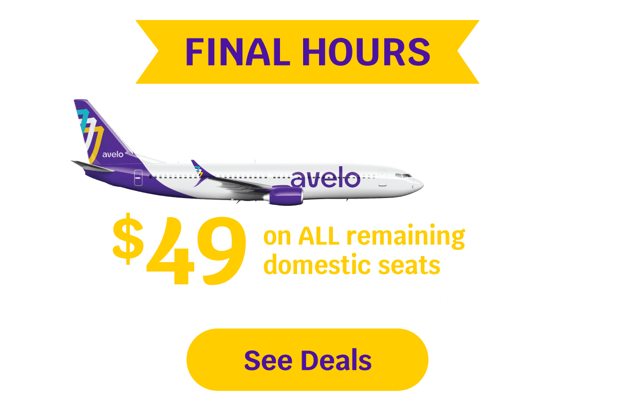 FINAL HOURS | FLASH SALE | $49 one way* on ALL remaining domestic seats between 8/8 - 10/31 | See Deals
