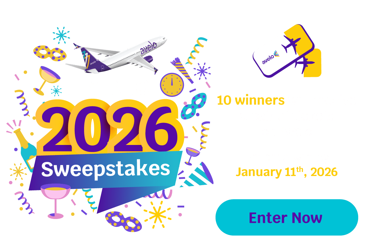 FLY INTO 2026 Sweepstakes | 10 winners will receive a pair of tickets on Avelo | Enter to win by January 11th, 2026