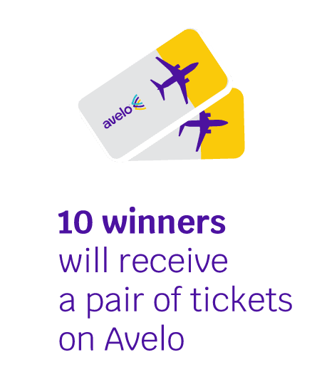 10 winners will receive a pair of tickets on Avelo