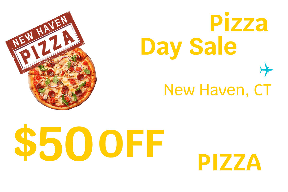 National Pizza Day Sale | Explore New Haven, CT: America's Pizza Capital | $50 OFF round trip base fares** between 2/13-5/31 on select flights to/from New Haven, CT (HVN) | Use promo code PIZZA