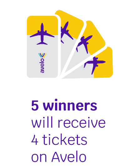 10 winners will receive a pair of tickets on Avelo
