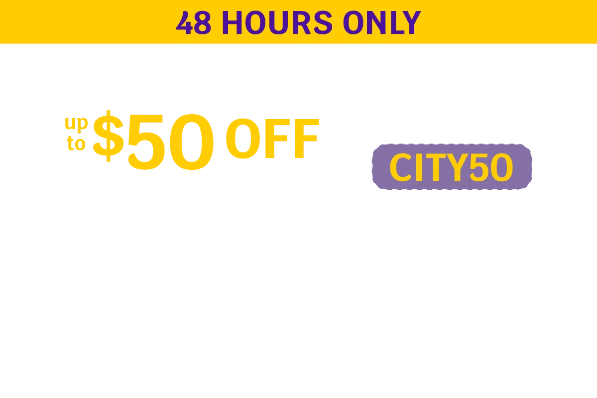 48 HOURS ONLY - City Lights Sale - Up to $50 OFF round trip base fares** on select flights between 6/5-12/7 with promo code CITY50