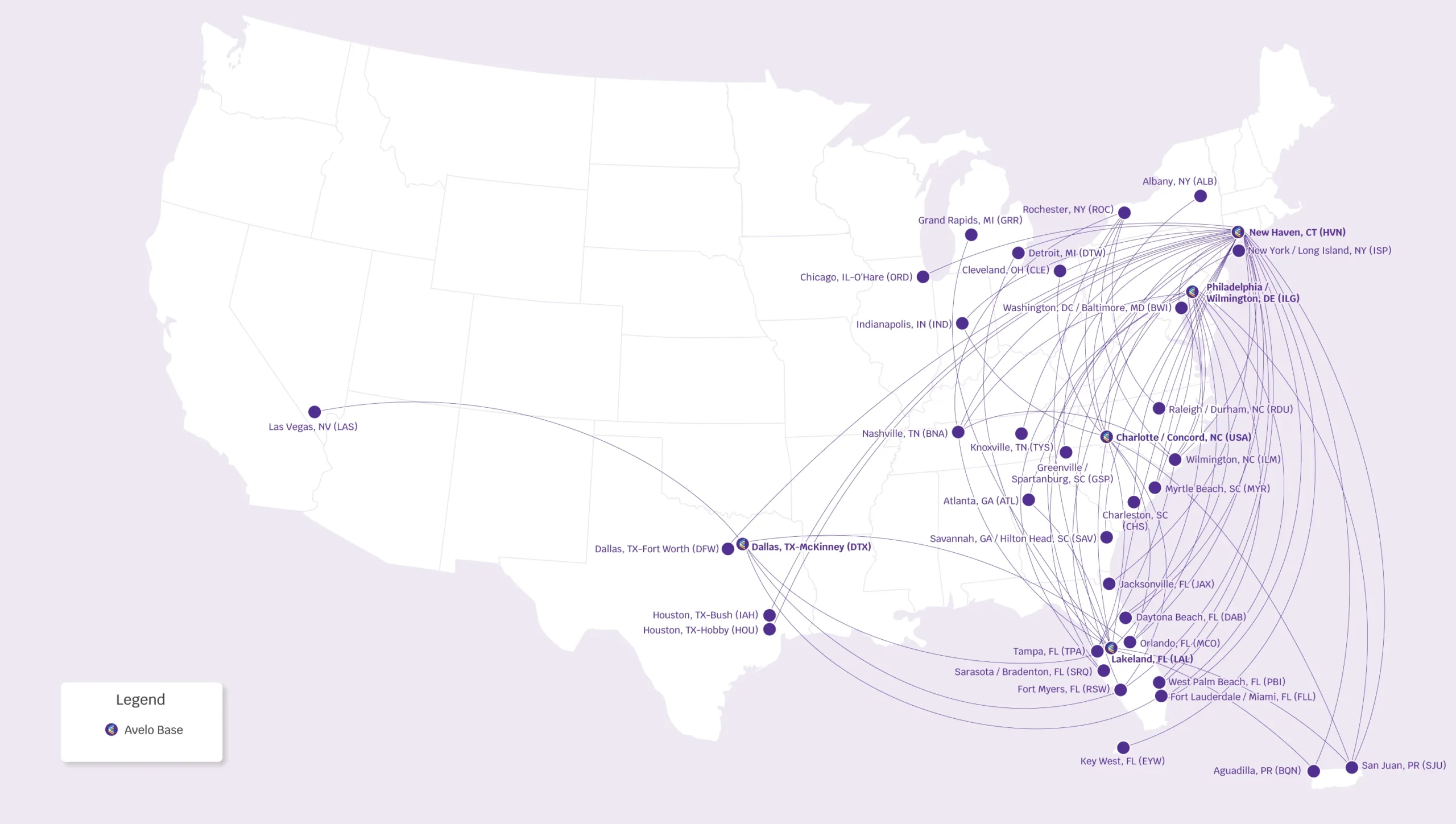 Avelo Route Map