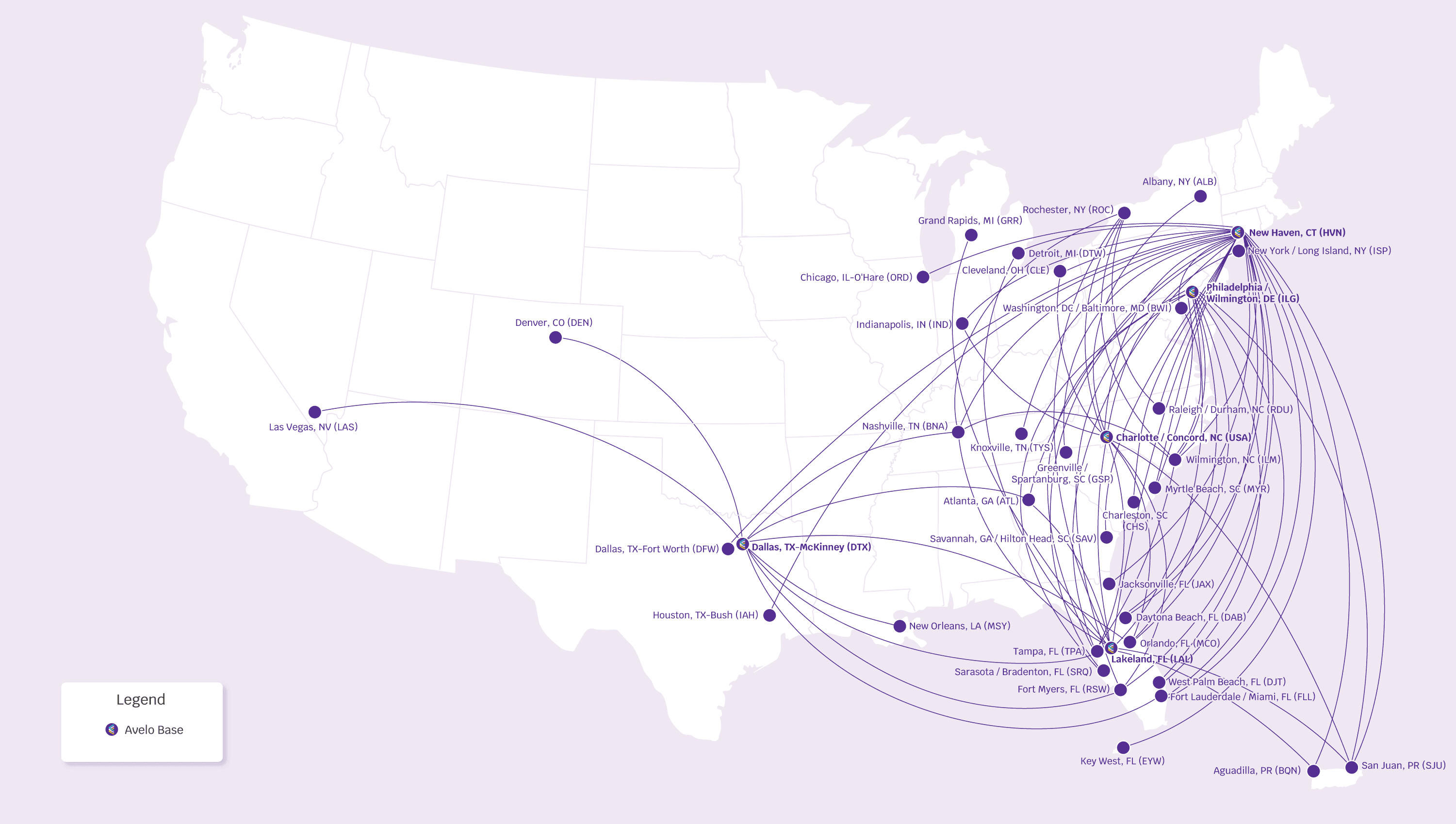 Avelo Route Map