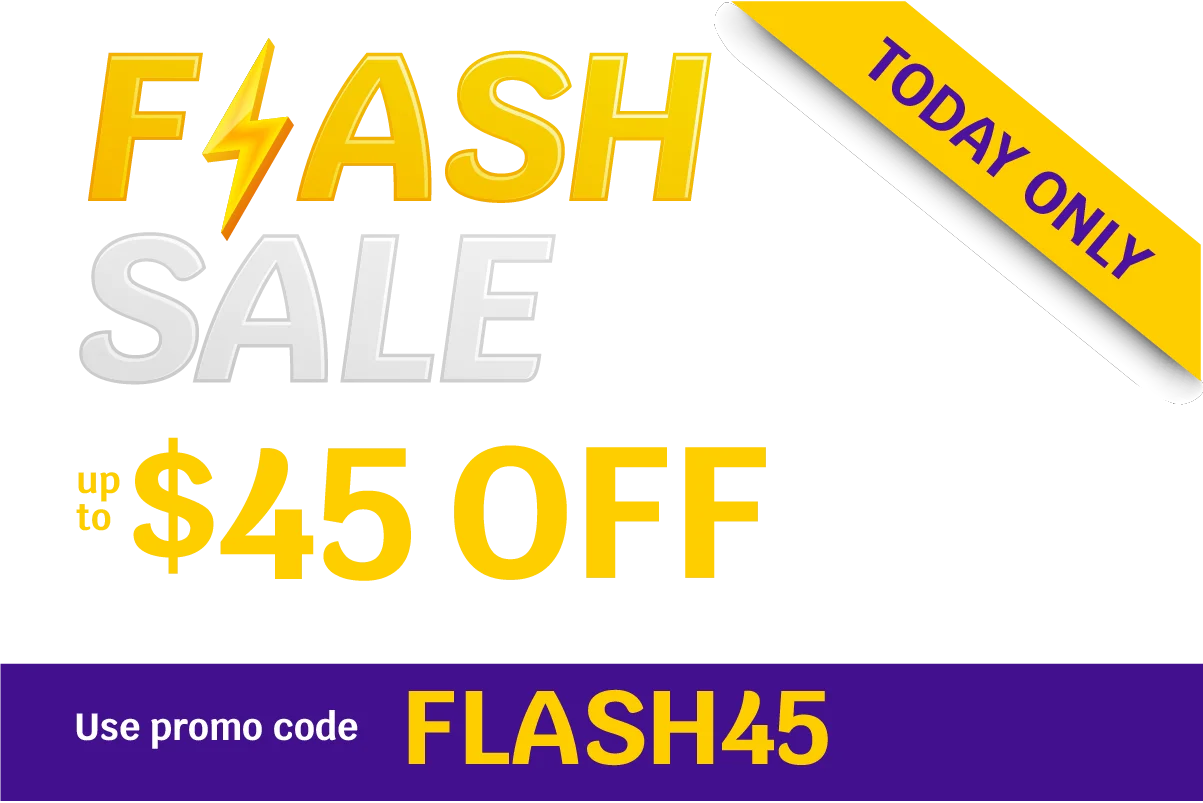 24 HOURS ONLY - FLASH SALE - Up to $45 OFF round trip base fares** on select flights between 9/25-11/17 - Use promo code FLASH45